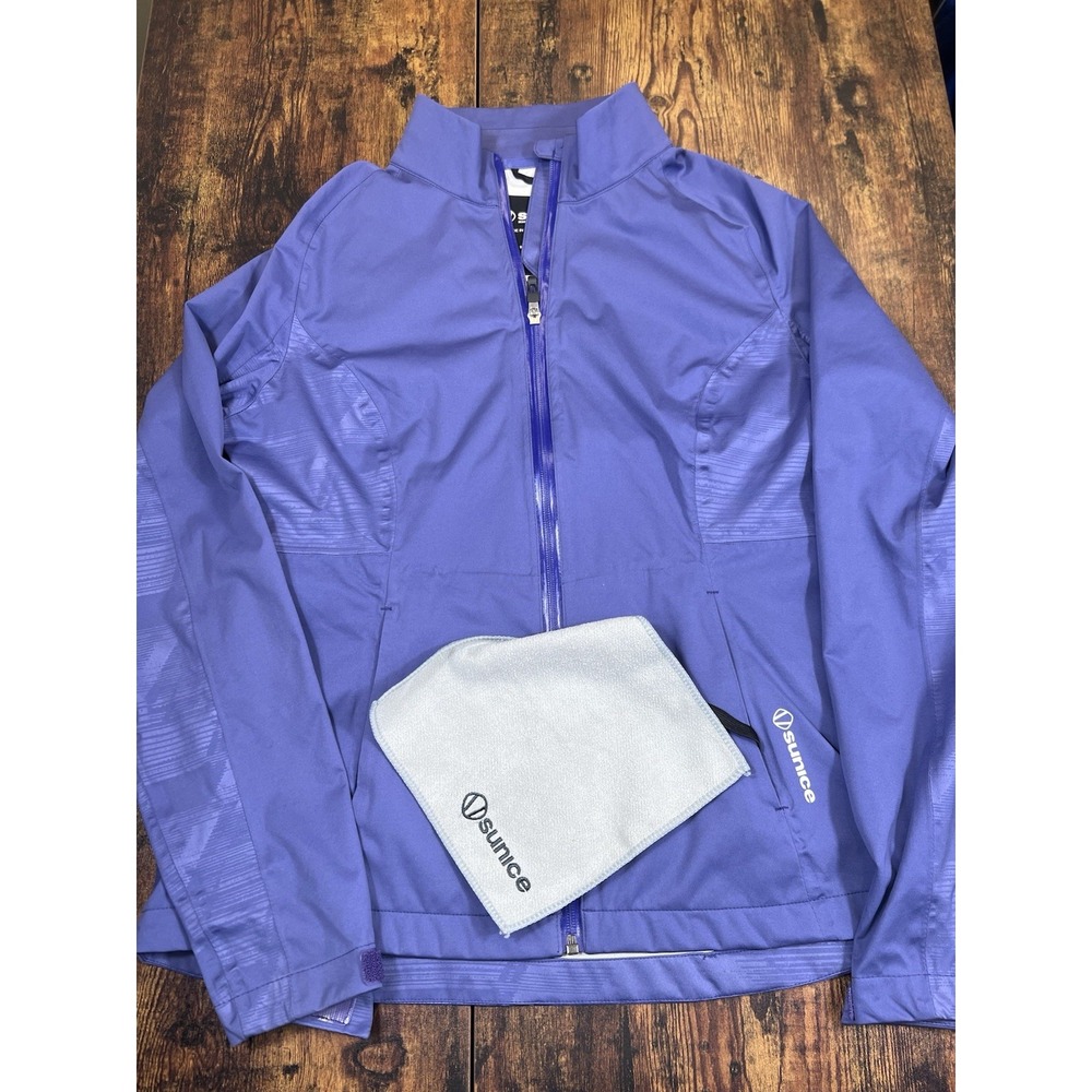 Sunice Jacket Womens Medium Purple Zephal Full Zip Golf Windbreaker Reflective